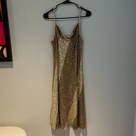Anthropologie | Dresses | Nwt Anthropologie Gold Sequin Dress | Poshmark
